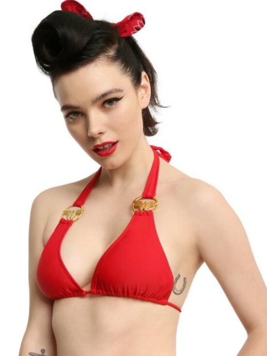 DC Comics Other - DC Comics Wonder Woman Gold Medallion Red Triangle Swim Top Size Large NWT
